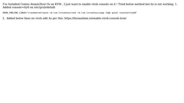 DevOps & SysAdmins: How to enable virsh console on Centos Atomic host? смотреть онлайн