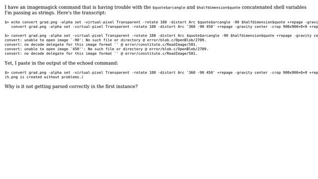 Unix & Linux: Imagemagick having trouble escaping shell variables смотреть онлайн