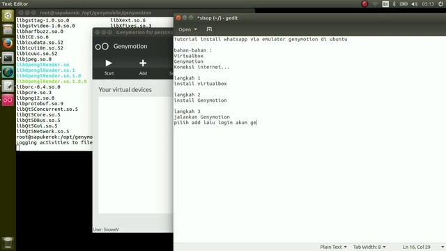 #2016 #UNPATMA #SISOP #5890 - Install whatsapp di linux ubuntu menggunakan emulator Genymotion смотреть онлайн