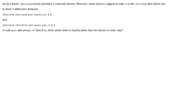 Does `ro` matter in CD-ROM mounts? смотреть онлайн