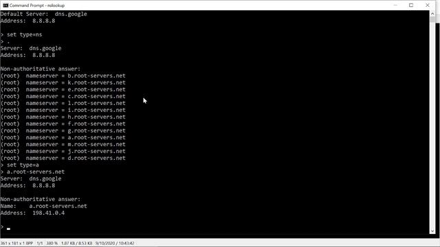 NSLOOKUP RootDNS servers смотреть онлайн