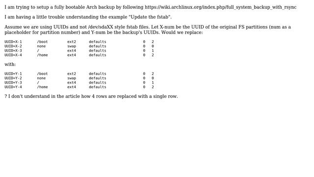 Unix & Linux: Arch linux; changing fstab for bootable backups смотреть онлайн
