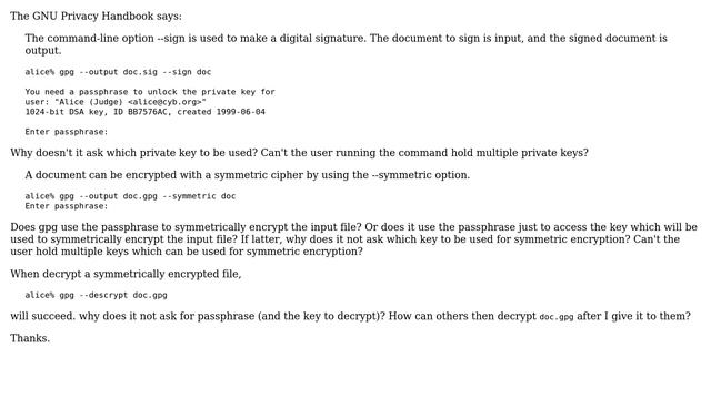 Unix & Linux: Why doesn't gpg need us to specify which keys for encryption and decryption? смотреть онлайн