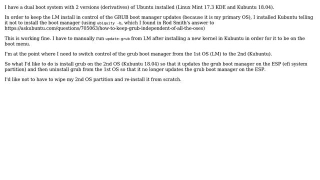 Unix & Linux: How do I install/uninstall GRUB to change the primary boot manager owner? смотреть онлайн