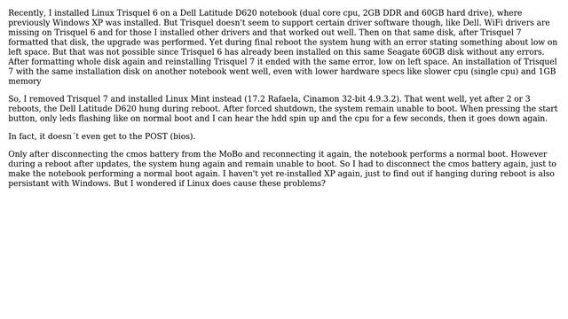 Unix & Linux: Does a Linux brand cause a Dell Latitude D620 notebook to hang during reboot process? смотреть онлайн