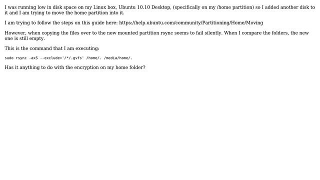 Ubuntu: Problems trying to move my /home partition смотреть онлайн