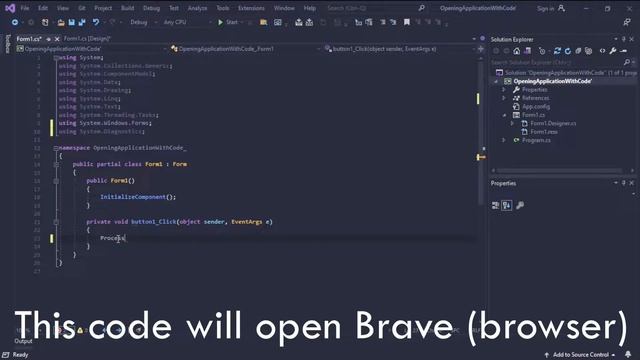 Opening programs using C# code! (tutorial, by C#) смотреть онлайн