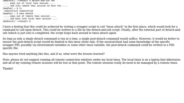Detach from local tmux session to attach to remote tmux? смотреть онлайн