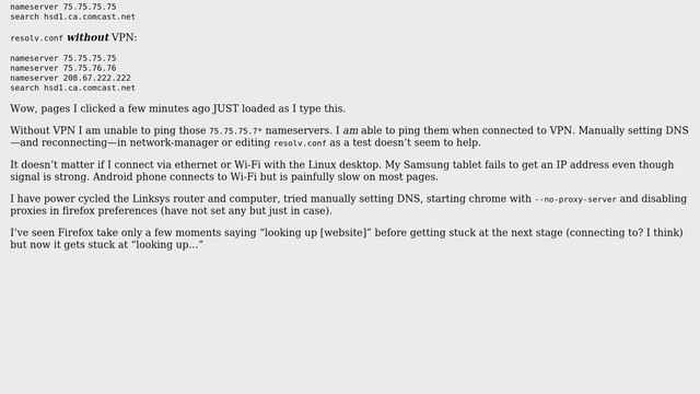 Trouble with slow/intermittently failing web access on a Linux desktop and multiple Android... смотреть онлайн