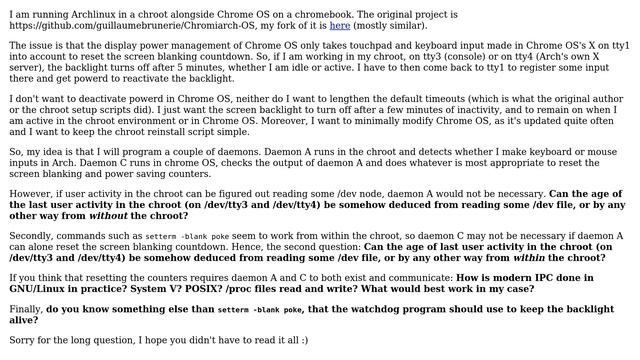 Preventing ChromeOS from blanking the screen when working on a different tty смотреть онлайн