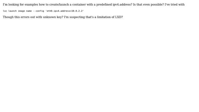Unix & Linux: Is it possible to set the IP address when launching a container? смотреть онлайн