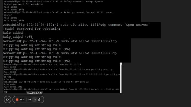 CONFIGURING UFW FIREWALL ON UBUNTU смотреть онлайн