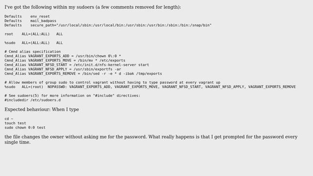 Ubuntu: nopasswd in sudoers not working смотреть онлайн