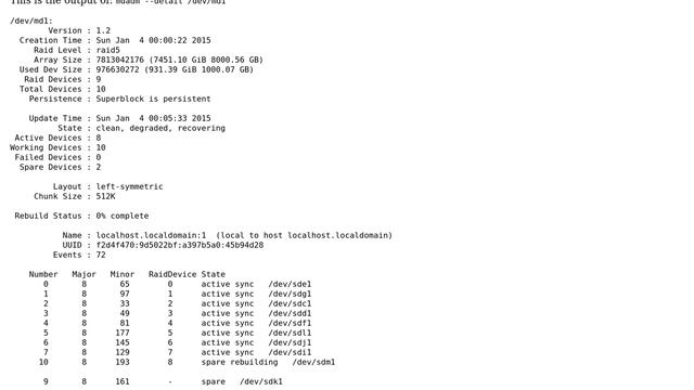 Unix & Linux: RAID 5 built using mdadm starts in degraded mode. Is this normal? смотреть онлайн