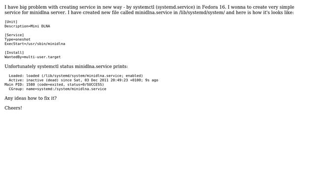 DevOps & SysAdmins: How to create systemd.service in Fedora 16 (x86_64)? смотреть онлайн