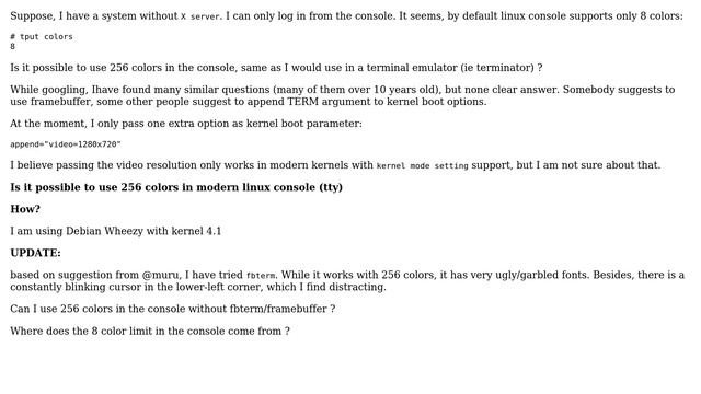 Unix & Linux: 256 colors in console (tty) смотреть онлайн
