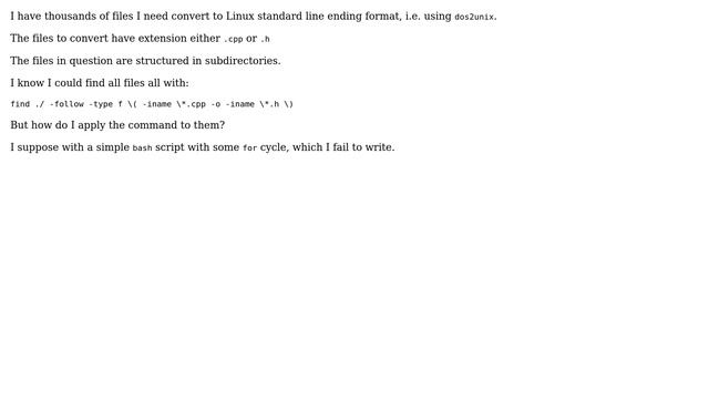 Unix & Linux: Convert certain file types within all subdirectories with dos2unix смотреть онлайн