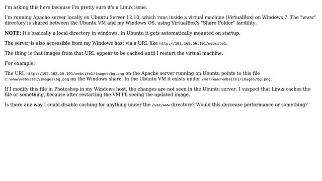Unix & Linux: Web server seems to keep serving old images, issue with Apache & VirtualBox? смотреть онлайн