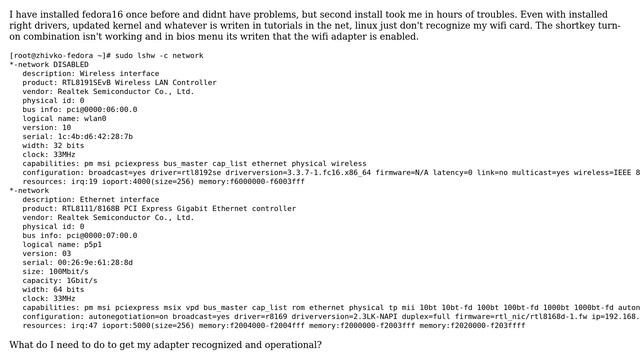 Fedora 16 don't recognize my wifi adapter (2 Solutions!!) смотреть онлайн