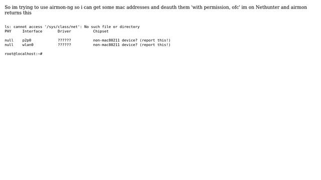 Unix & Linux: Attempting to use airmon-ng returns error смотреть онлайн