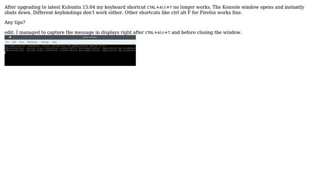 Unix & Linux: keyboard shortcut for terminal opens and instantly closes terminal (konsole) смотреть онлайн