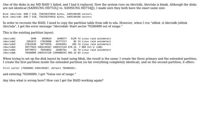 DevOps & SysAdmins: linux mdraid: sfdisk partition table copy fails смотреть онлайн
