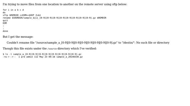 Unix & Linux: Unable to move files with SFTP смотреть онлайн
