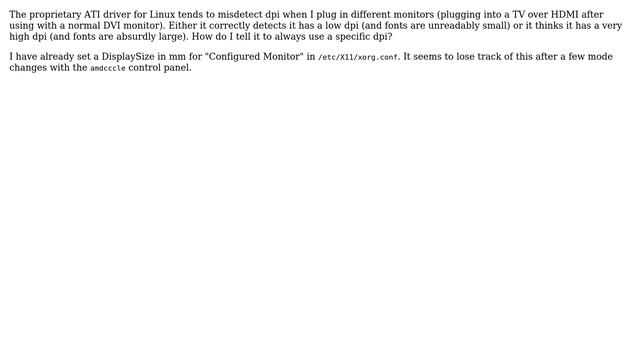 How do I prevent the proprietary Linux ATI driver from detecting my screen's dpi? смотреть онлайн