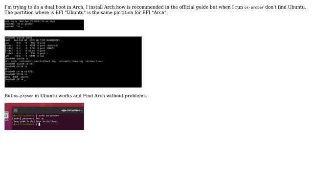 Unix & Linux: os-prober in Arch don't find Ubuntu смотреть онлайн