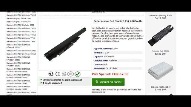 Batterie Pc Portable Dell Studio 1737 смотреть онлайн