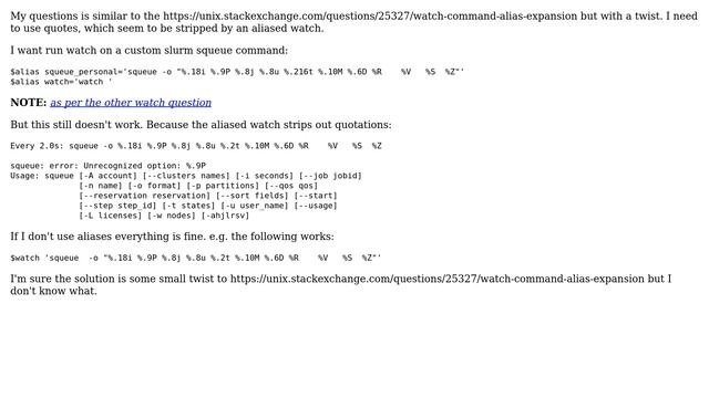 Unix & Linux: Watch-command-alias-expansion AND need to use quotes смотреть онлайн