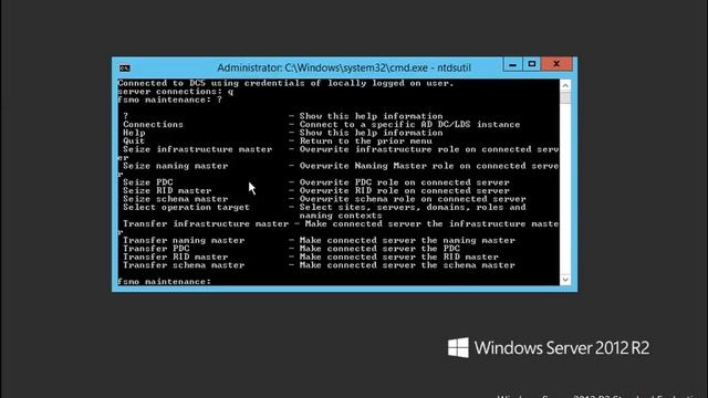 How to Seize 5 FSMO roles in Windows Server 2012 R2 смотреть онлайн