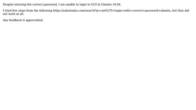 Can't login to Ubuntu GUI with correct password смотреть онлайн