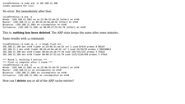 How can I delete and ARP cache entry on Ubuntu 14.04LTS via command-line? смотреть онлайн