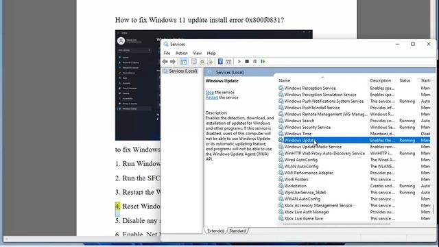 Fix update install error 0x800f0831 in Windows 11 смотреть онлайн