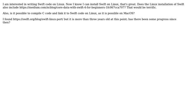Unix & Linux: Which Swift features are available on Linux (CoreData, linking to C code)? смотреть онлайн
