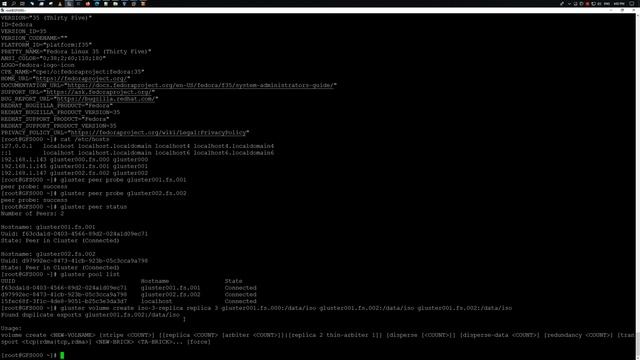 Установка GlusterFS 9 на Fedora Linux 35 смотреть онлайн