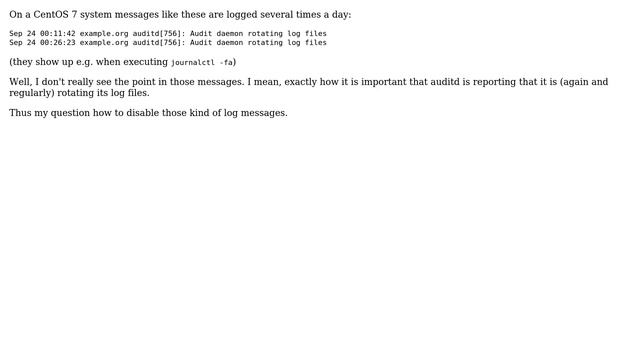 Unix & Linux: How to surpress audit daemon rotating log messages? смотреть онлайн
