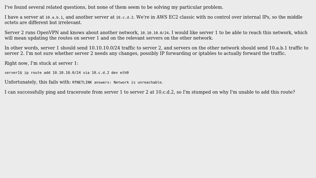 Unix & Linux: Adding network route for new subnet? смотреть онлайн