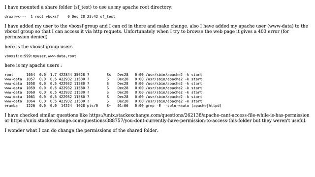 Unix & Linux: Apache doesn't have permission to access the vbox share folder in Ubuntu 18 смотреть онлайн