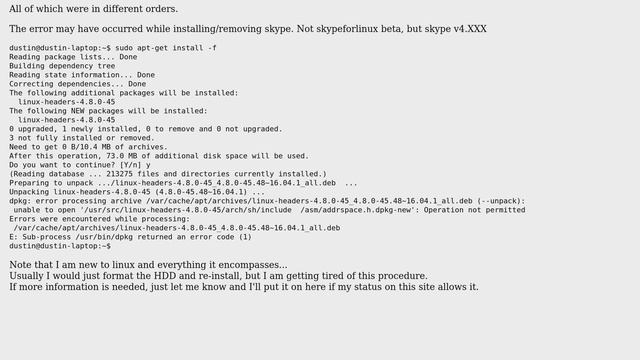 "Operation not permitted" while installing linux-headers-4.8.0-45 смотреть онлайн