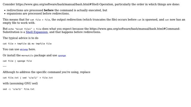 Unix & Linux: Why redirecting output sometimes produces an empty file? (3 Solutions!!) смотреть онлайн