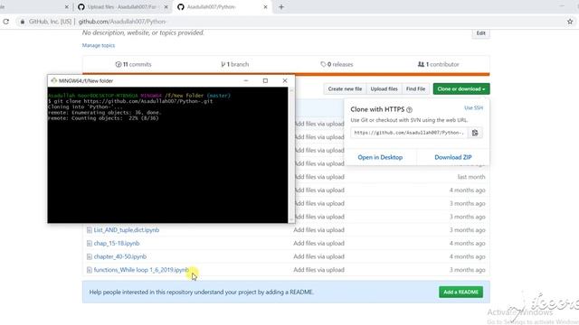 Cloning a repository or Download Files from Github through terminal смотреть онлайн
