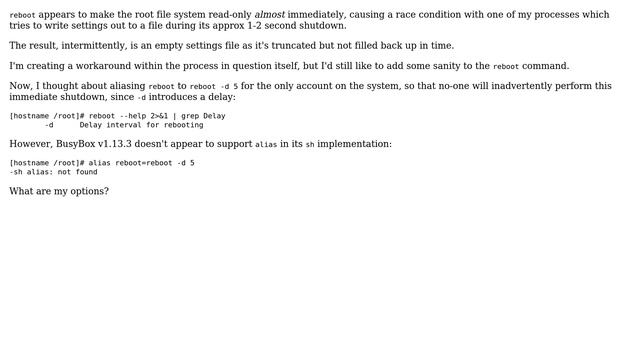 How to force a longer `reboot` in Busybox v1.13.3? смотреть онлайн