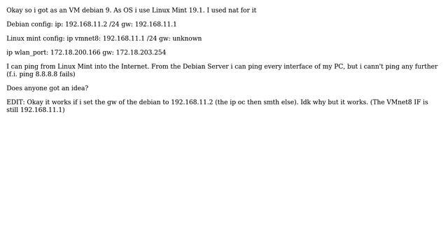 Cann't ping nw from vm (debian) смотреть онлайн