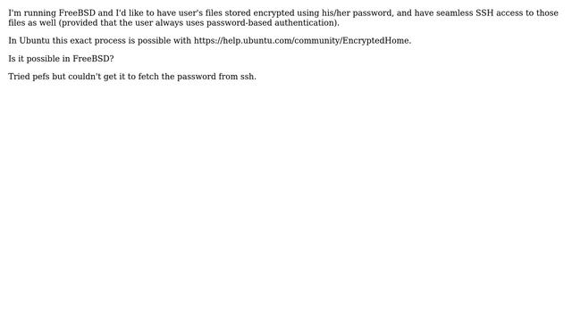 DevOps & SysAdmins: Encrypted User Directory on FreeBSD? смотреть онлайн