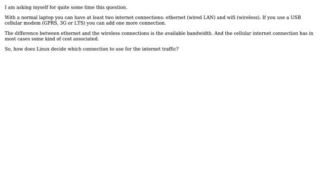 How does Ubuntu (or Linux in general) decide over which network connection to use, when there... смотреть онлайн