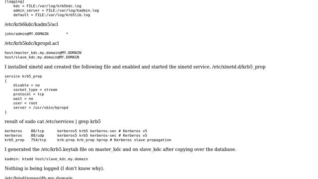 Kerberos: cannot propagate database between linux master and slave kdc's смотреть онлайн