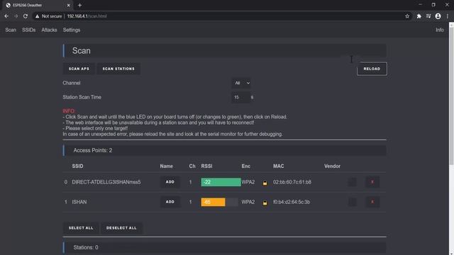 WIFI jammer or de-auther using NodeMCU ESP8266 смотреть онлайн