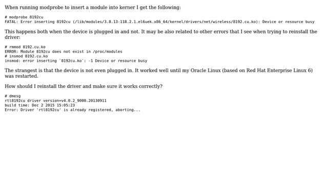 Error inserting module: Device or resource busy смотреть онлайн